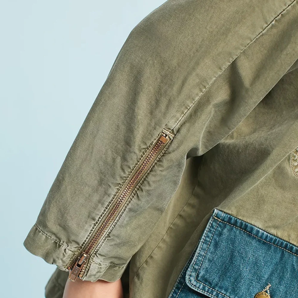Current/Elliot Double Placket Jacket Military Green